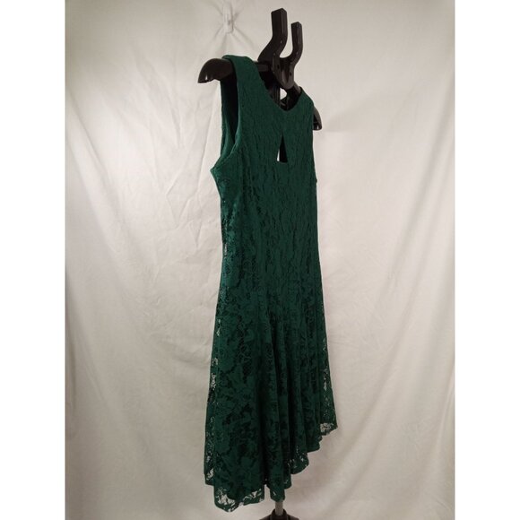 Danny and Nicole Women's Green Lace Overlay Sleeveless Dress w/Keyhole Size 12 - Picture 3 of 7